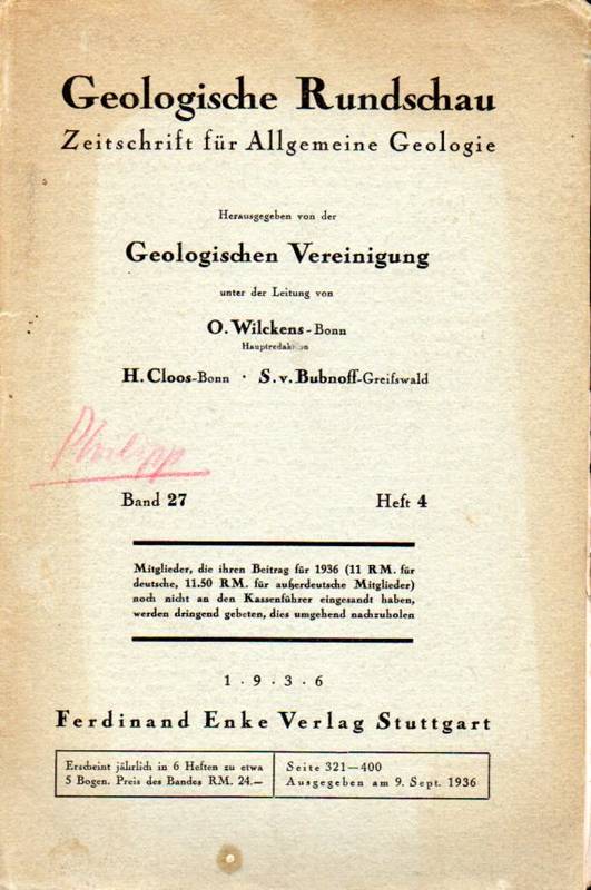 Geologische Rundschau  Geologische Rundschau Band 27. 1936, Heft 4 