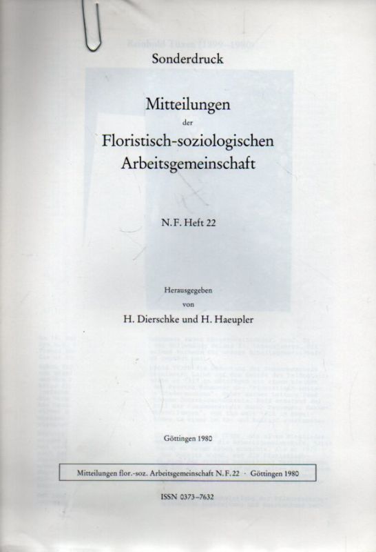 Dierschke,H. und H.Haeupler (Hsg.)  Reinhold Tüxen (1899-1980) 