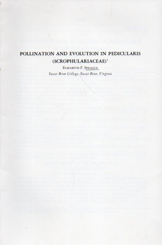 Sprague,Elizabeth F.  Pollination and Evolution in Pedicularis (Scrophulariaceae) 