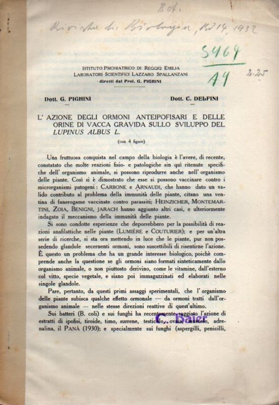 Pighini,G. et C.Delfini  L Azione Degli Ormoni Anteipofisari E. delle Orine di Vacca Gravida 