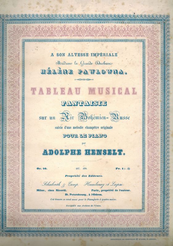 Henselt,Adolphe  Tableau Musical 