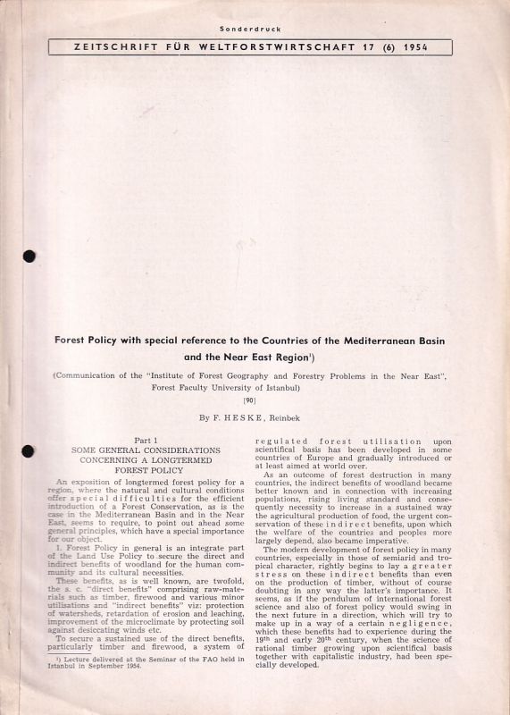 Heske,Franz  Forest Policy with special reference to the Countries of the 