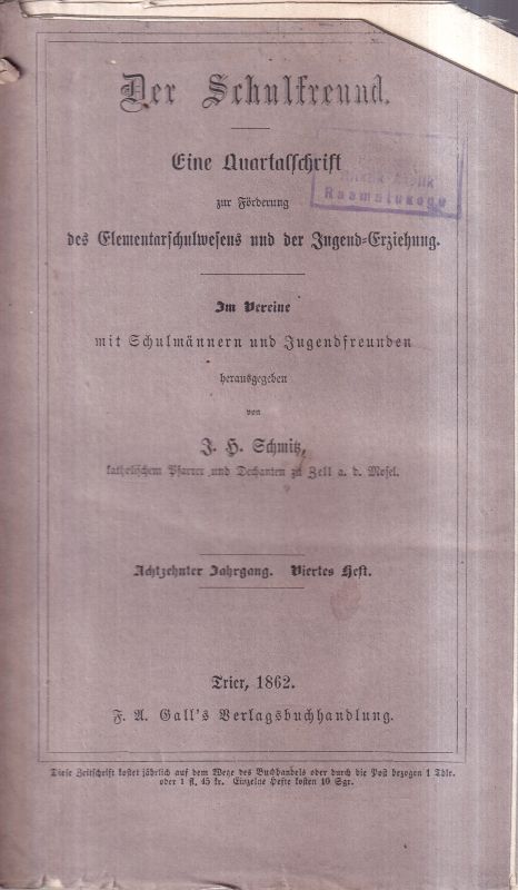 Schmitz,J.H. (Hsg.)  Anleitung zur Behandlung der Taubstummen nach deren Entlassung aus 