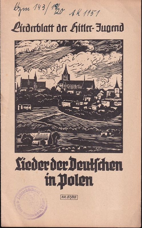 Liederblatt der Hitler-Jugend Nr. 87/88  Lieder der Deutschen in Polen 