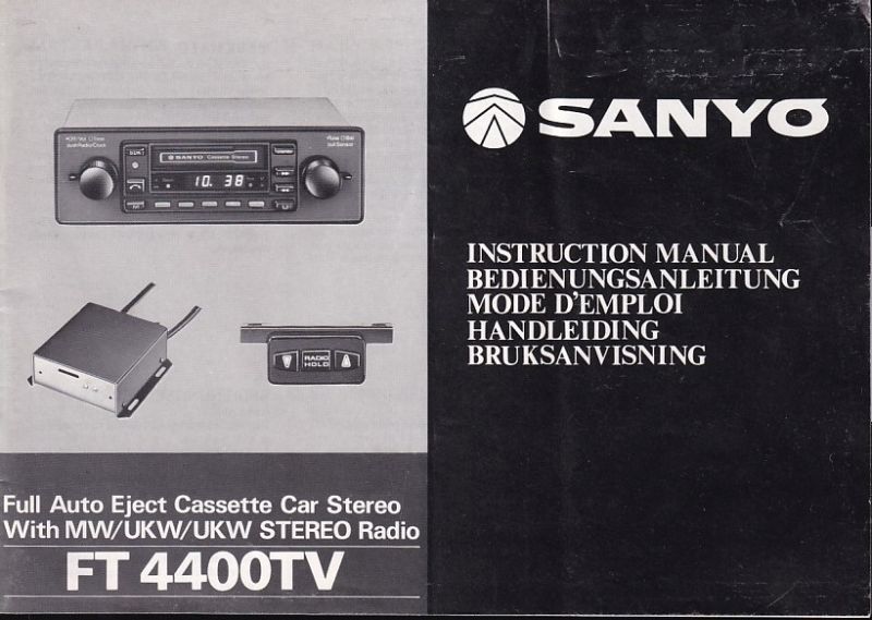 Sanyo Electric Co. Ltd.  Full Auto Eject Cassette Car Stereo FT 4400TV 