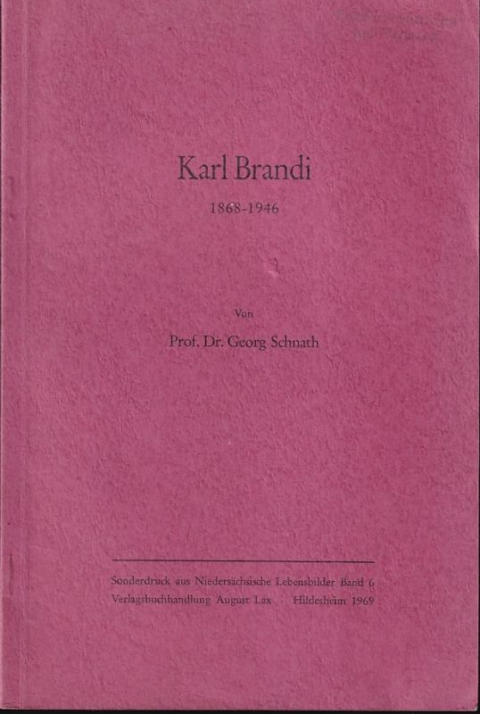 Schnath,Georg  Karl Brandi 1868-1946 