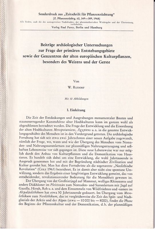 Rudorf,W.  Beiträge archäologisches Untersuchungen zur Frage der primären 