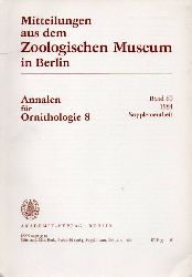 Mitteilungen aus dem Zoologischen Museum in Berlin  Annalen fr Ornithologie 8. Band 60. 1984. Supplementheft 