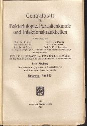Centralblatt fr Bakteriologie, Parasitenkunde  und Infektionskrankheiten 1.Abteilung 73.Band 1922 No.1/2-25/26 