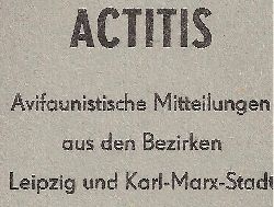 Grler,Kurt+Klaus Tuchscherer (Hsg.)  Actitis Avifaunistische Mitteilungen aus dem Bezirk Leipzig und 