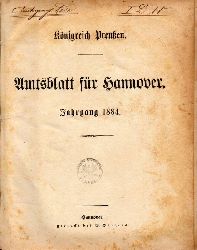 Preuen: Knigreich  Amtsblatt fr Hannover.Jahr 1884.Stck 1 bis 54 