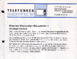 Telefunken  Service Information fr Stereo - Decoder - Baustein 1 