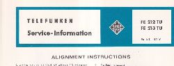 Telefunken  Fernseh Service Information 1963 fr FE 212TU und FE 213TU 