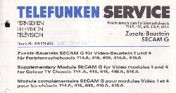 Telefunken  Fernseh Service Information 1981/82 Zusatz - Baustein SECAM G 