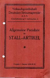 Verkaufsgesellschaft Deutscher Steinzeugwerke  Allgemeine Preisliste fr Stall-Artikel 