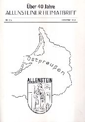 Allensteiner Heimatbrief  ber 40 Jahre Allensteiner Heimatbrief Nr. 212 Dezember 1991 
