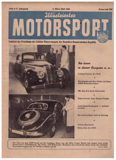 Hrsg. Deutscher Motorsport - Verband der DDR     Illustrierter Motorsport  - 2. März  - Heft 1955 , Nr. 6  