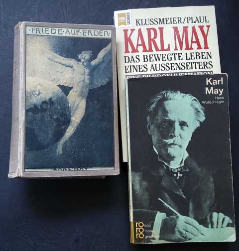 Karl May -  Sascha Schneider - Klussmaier / Plaul   Friede auf Erden   + " Karl May , das bewegte Leben eines Aussenseiters +  Wollschläger - Karl  May " 