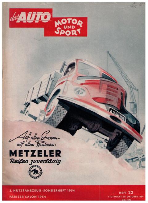 Hrsg. Pietsch , Paul und Dietrich - Troelch , Ernst   Das Auto - Motor und Sport  -  Heft 22 vom 30. Okt.  1954    