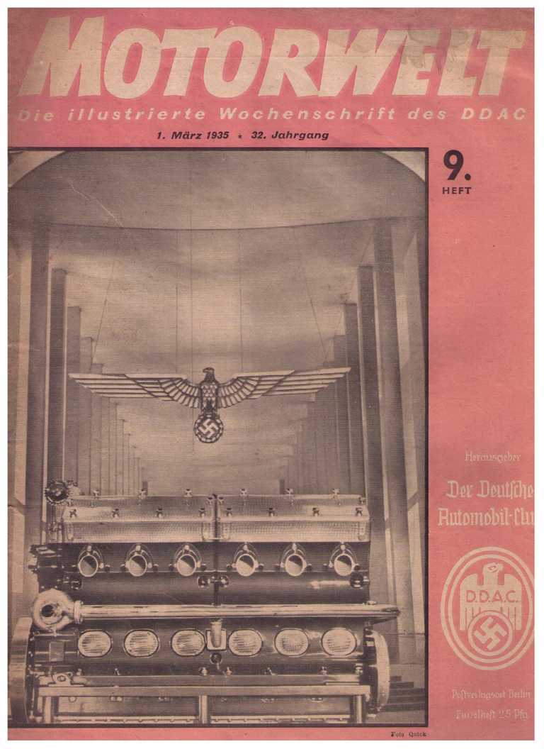 Hrsg. Der Deutsche Automobil - Club (DDAC)    Motorwelt   -  Heft  9 vom 1. März  1935   