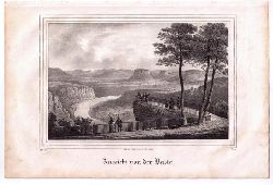 Lithographie aus "Saxonia",    Aussicht von der Bastei   