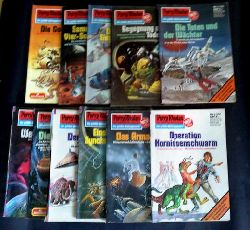 Perry Rhodan  der Erbe des Universums - Konvolut  von 11 Heften : Heft  1124 , 1125 , 1126 , 1127 , 1128 , 1132 , 1135 , 1141 , 1142  , 1143 und 1144   in 1 .  Auflage      Das Armadaflo , Einsatzkommando ,  Der Psi - Trust , Die Ewigen Diener , Weltraumtitanen , Die Toten und der Wchter , Begegnung am Todesauge , Die Zeit bleibt Sieger , Sammelpunkt Vier - Sonnen -  Reich und Die Goon - Hlle  und Operation Hornissenschwarm  