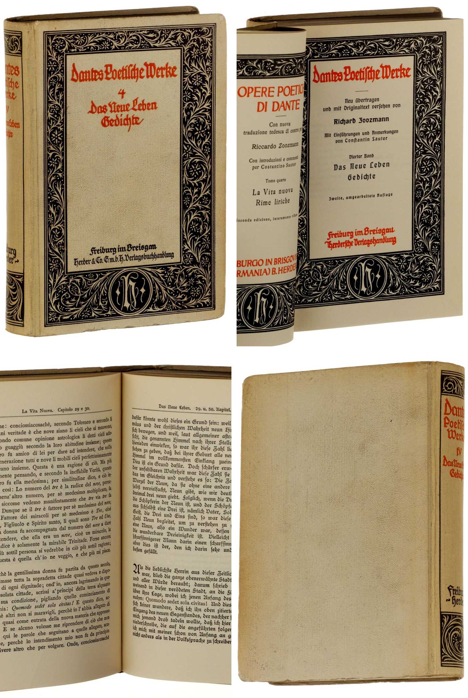 Dante Alighieri:  Dantes Poetische Werke. Neu übertragen und mit Originaltext versehen von Richard Zoozmann. Mit Einführungen und Anmerkungen von Constantin Sauter. [Deutsch-Italienisch]. 