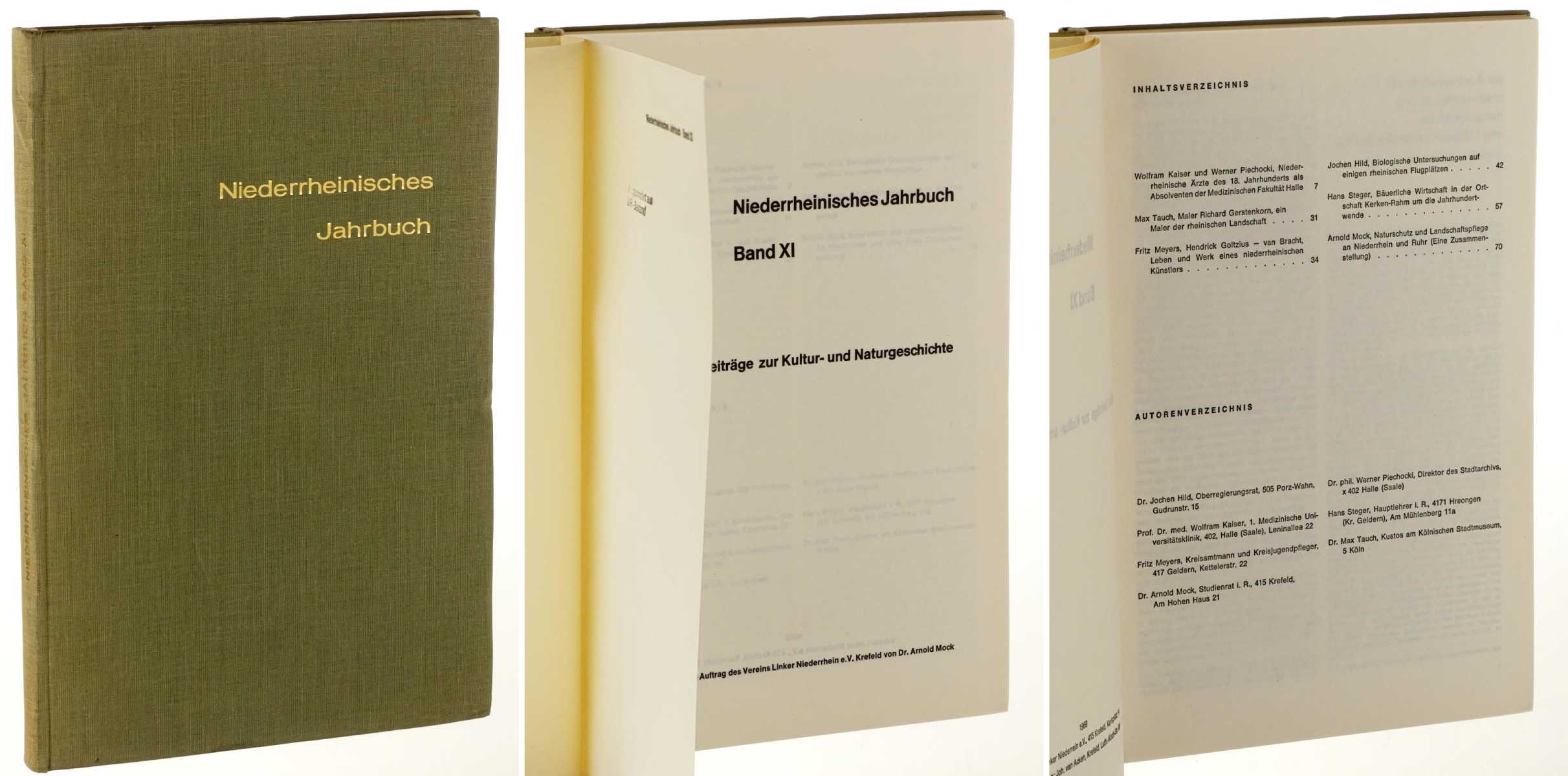   Niederrheinisches Jahrbuch. Band XI: Vermischte Beiträge zur Kultur- und Naturgeschichte. Hrsg.  ... von Arnold Mock. 