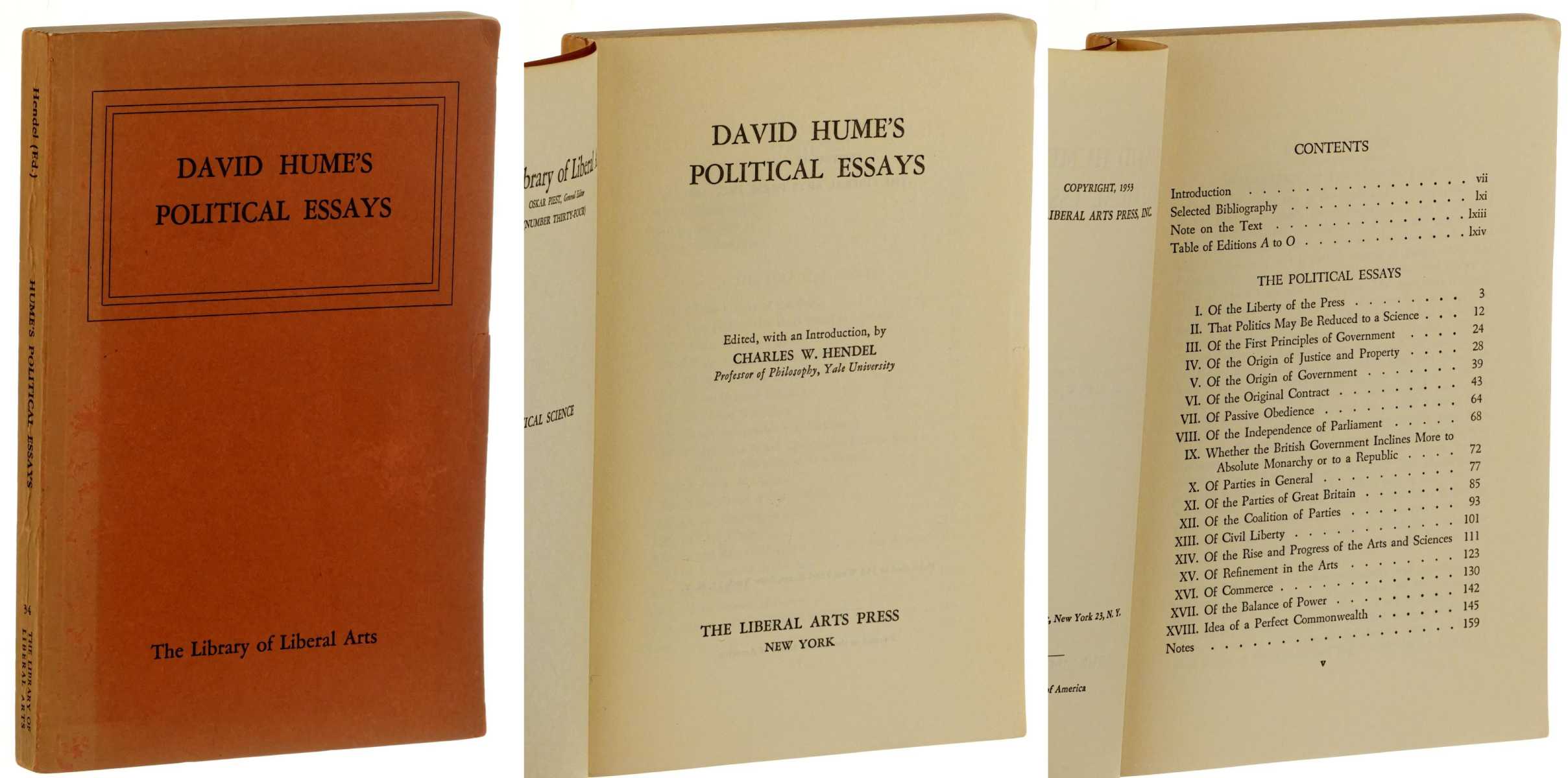 Hume, David:  David Hume's political essays. 