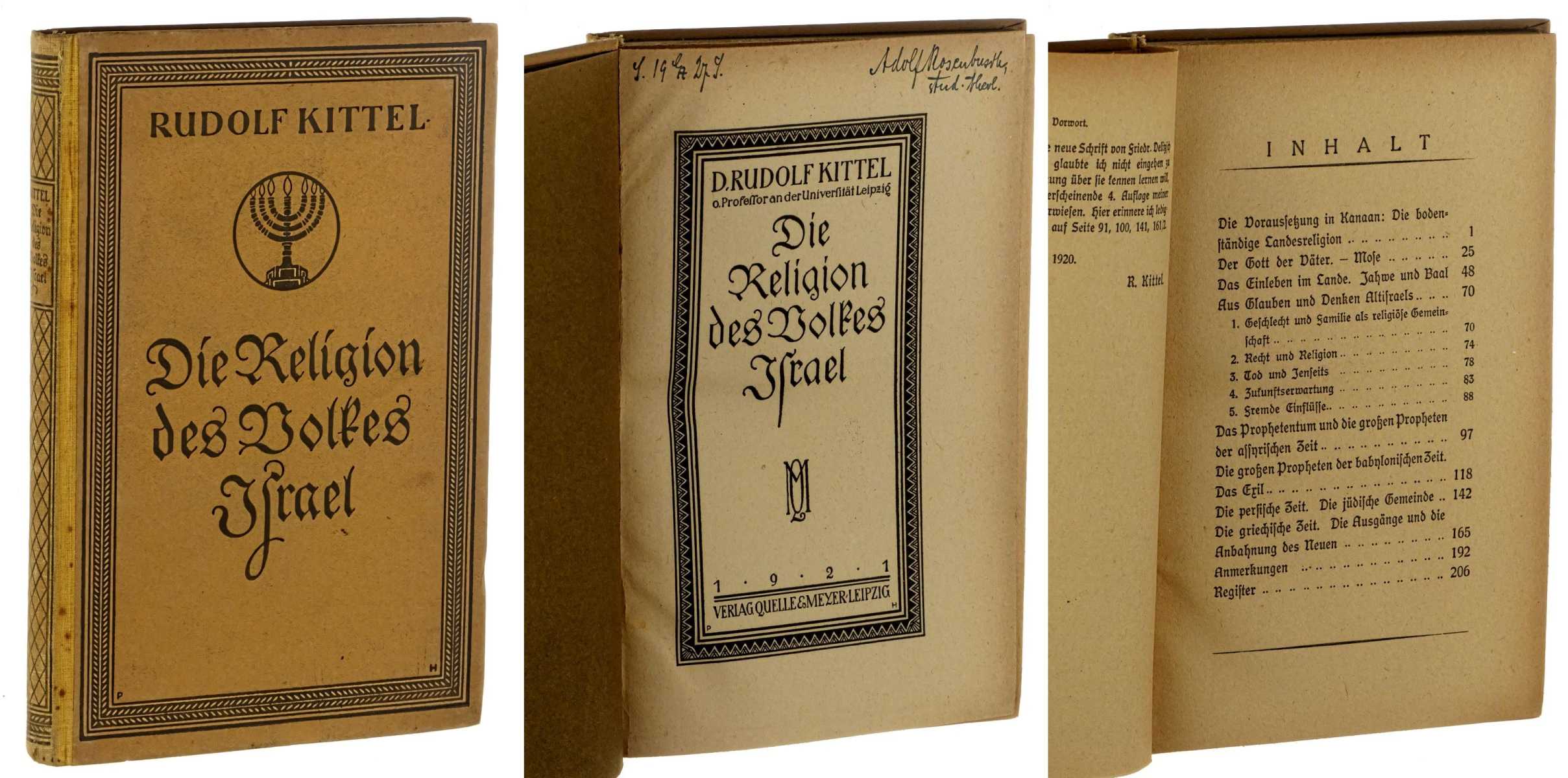 Kittel, Rudolf:  Die Religion des Volkes Israel. 