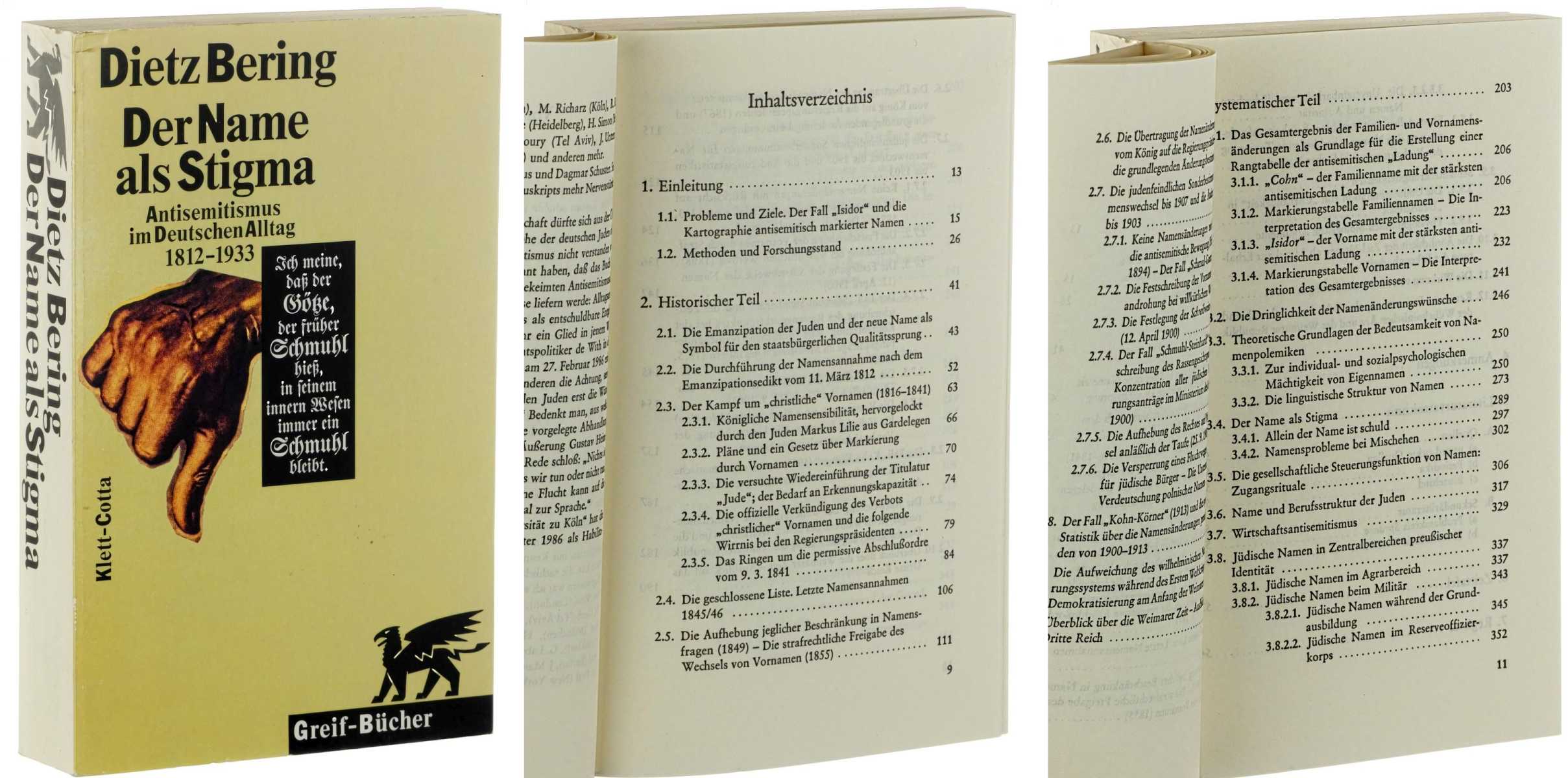 Bering, Dietz:  Der Name als Stigma. Antisemitismus im deutschen Alltag 1812 - 1933. 