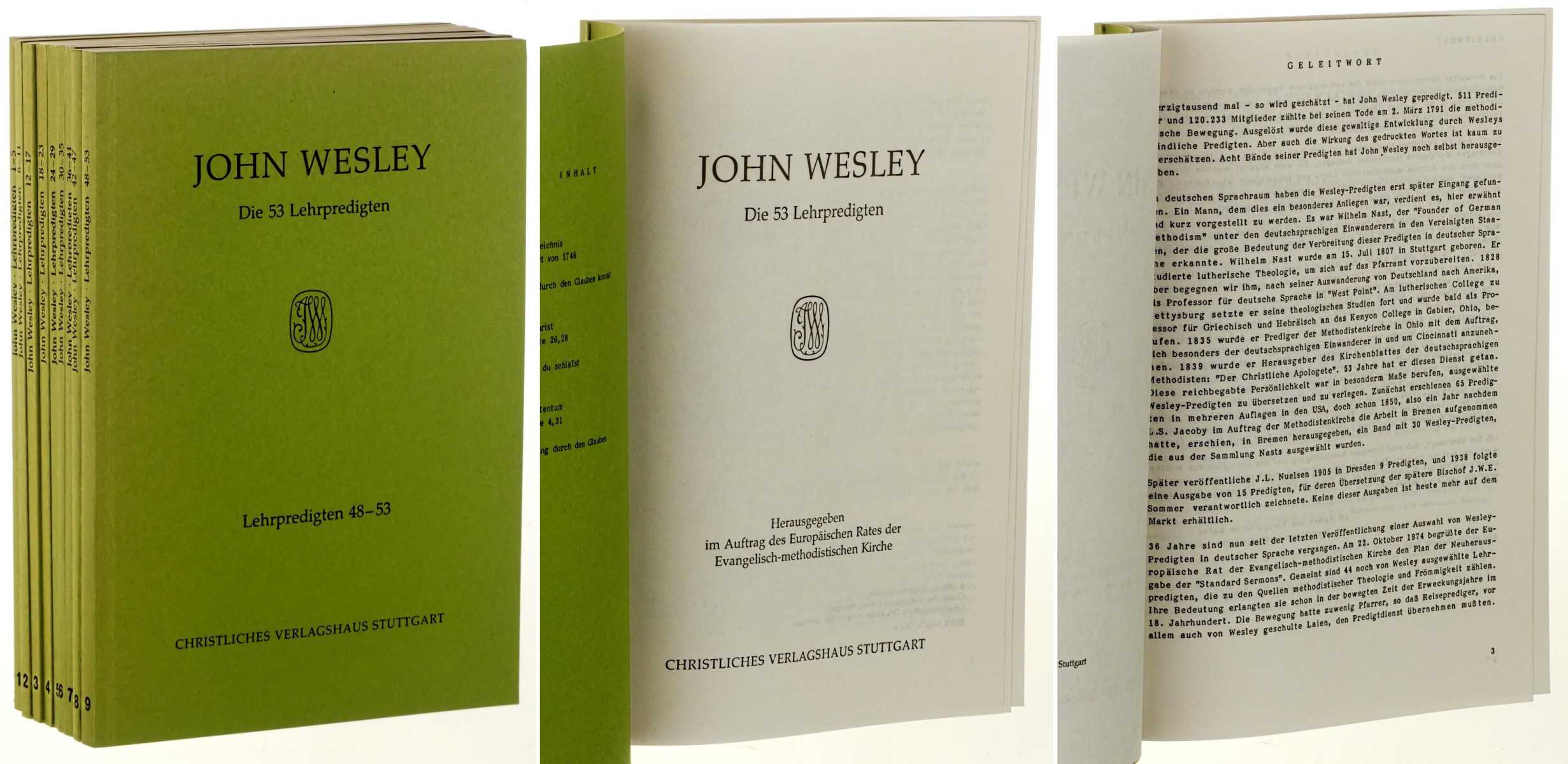 Wesley, John:  Die 53 [dreiundfünfzig] Lehrpredigten. 9 Hefte. 