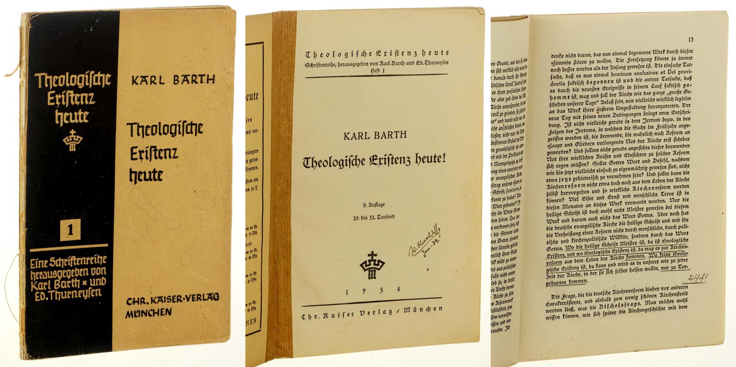 Barth, Karl:  Theologische Existenz heute! 