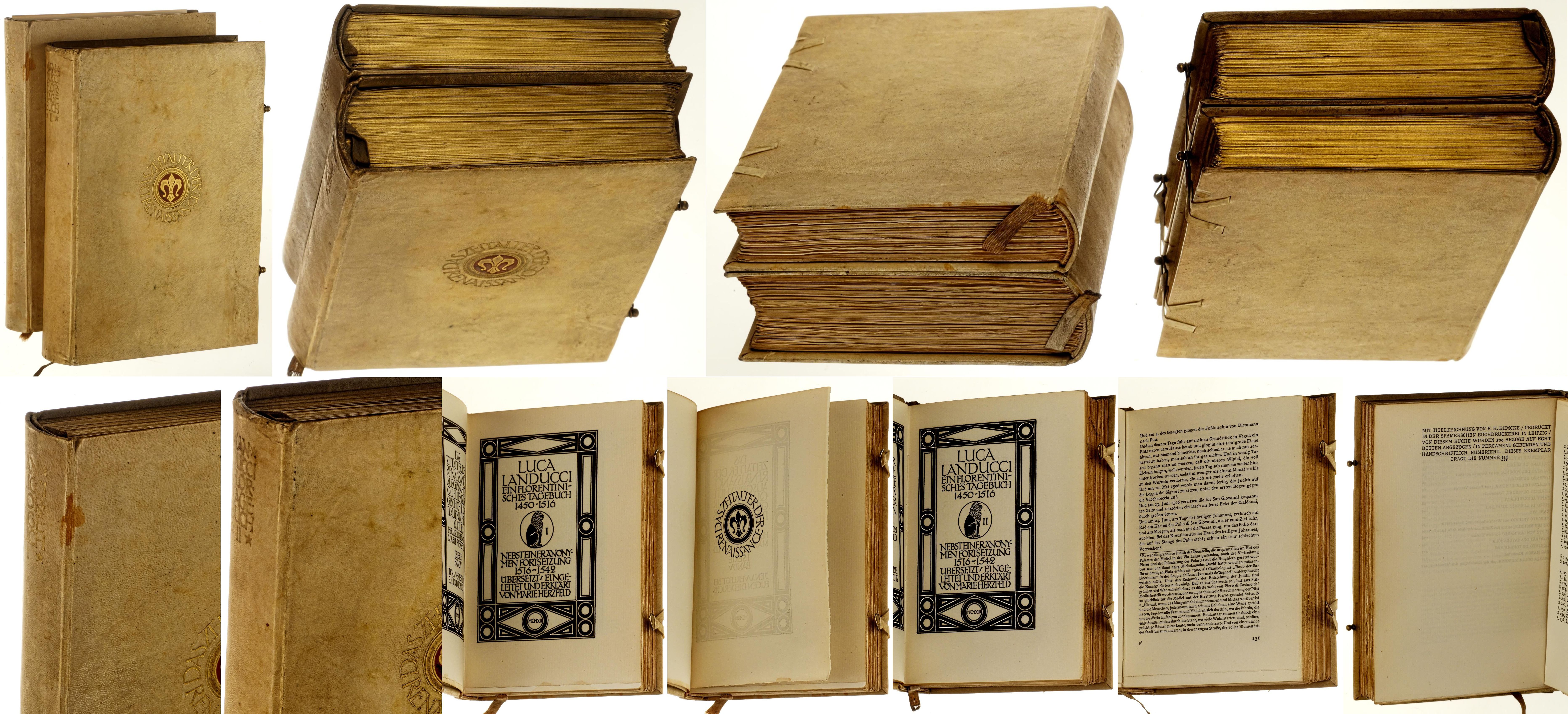 Landucci, Luca:  Ein florentinisches Tagebuch, 1450 - 1516. Nebst einer anonymen Fortsetzung, 1516 - 1542. Übersetzt, eingeleitet und erklärt von Marie Herzfeld. 