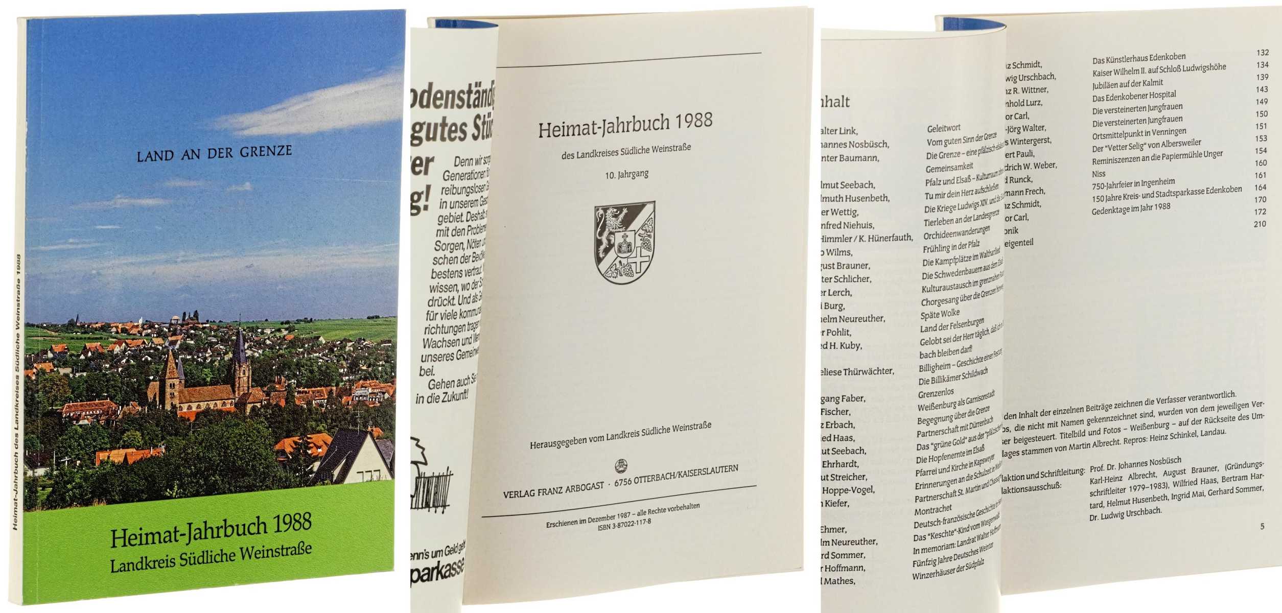   Heimat-Jahrbuch 1988 des Landkreises Südliche Weinstraße. [Land an der Grenze]. 