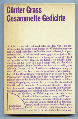 GRASS, Günter  Gesammelte Gedichte. 