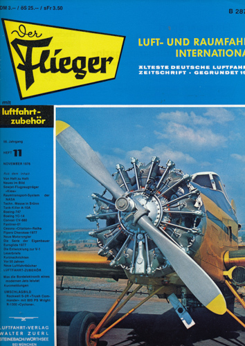 ZUERL, Walter (Hrg.)  Der Flieger. Luft- und Raumfahrt International. hier: Heft 11/1976 (56. Jahrgang). 