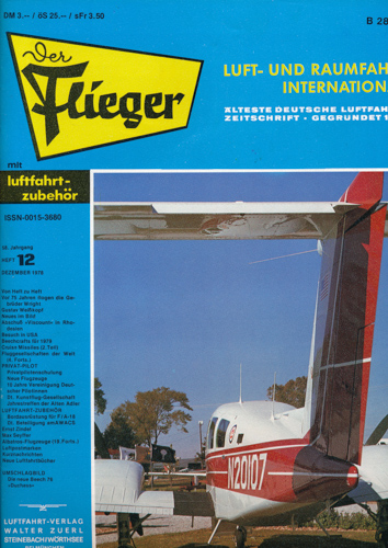 ZUERL, Walter (Hrg.)  Der Flieger. Luft- und Raumfahrt International. hier: Heft 12/1978 (58. Jahrgang). 