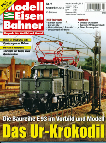   Modelleisenbahner. Magazin für Vorbild und Modell. Heft 9/2014: Das Ur-Krokodil. Die Baureihe E93 im Vorbild und Modell. 