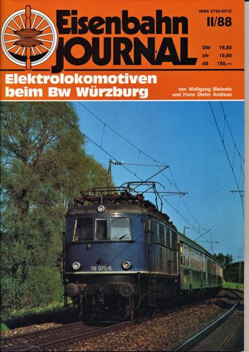 Bleiweis, Wolfgang / Andreas, Hans Dieter  Eisenbahn Journal Heft II/88: Elektrolokomotiven beim Bw Würzburg. 