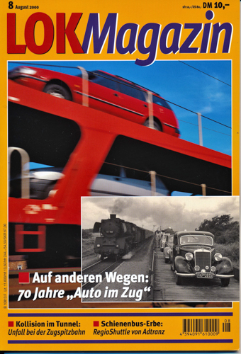   Lok Magazin Heft 8/2000: Auf anderen Wegen: 70 Jahre 'Auto im Zug'. 