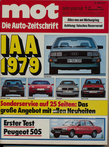   mot - Die Autozeitschrift. hier: Heft Nr. 19/1979. IAA 1979. 