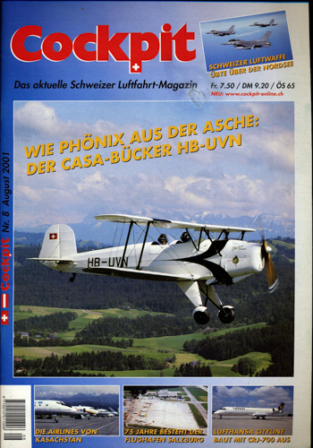   Cockpit. Das aktuelle Schweizer Luftfahrt-Magazin. hier: Heft Nr. 8/2001 (August 2001). 
