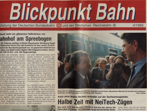   Blickpunkt Bahn. Zeitung der Deutschen Bundesbahn und der Deutschen Reichsbahn. hier: Ausgabe 4/1993. 