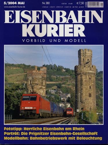   Eisenbahn-Kurier Heft Nr. 380 (5/2004 Mai): Fototipp: Herrliche Eisenbahn am Rhein / Porträt: Die Prignitzer Eisenbahn-Gesellschaft / Modellbahn: Bahnbetriebswerk mit Beleuchtung. 