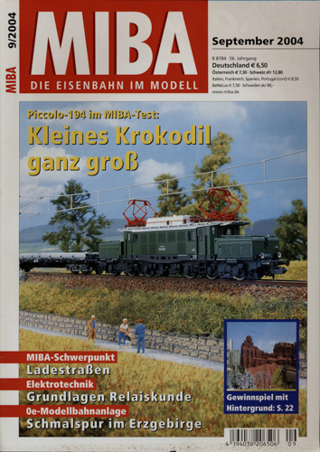   MIBA. Die Eisenbahn im Modell Heft 9/2004 (September 2004): Kleines Krokodil ganz groß. Piccolo-194 im MIBA-Test. 