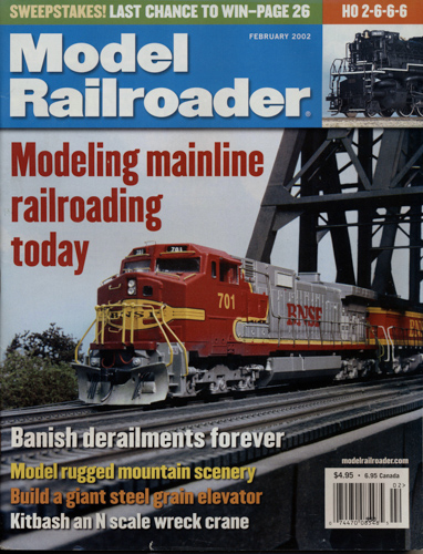   Model Railroader Magazine, February 2002: Modeling mainline railroading today. 