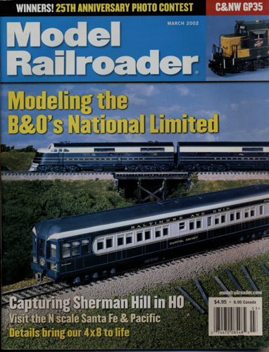   Model Railroader Magazine, March 2002: Modeling the B&O's National Limited. 