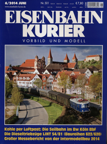   Eisenbahn Kurier Heft Nr. 501 (6/2014 Juni): Kohle per Luftpost: Die Seilbahn im Bw Köln Bbf. Die Dieseltriebzüge LINT 54/81 (Baureihen 622/620). Großer Messebericht von der Intermodellbau 2014. 