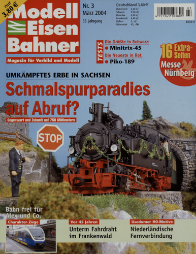   Modelleisenbahner. Magazin für Vorbild und Modell. hier: Heft 3/2004 (März 2004): Schmalspurparadies auf Abwegen? Umkämpftes Erbe in Sachsen. 